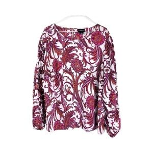 Liz Claiborne Career Ruffle Sleeve Paisley Blouse Top Size XXL